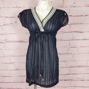 Vineyard Vines Navy Embroidered Sheer Coverup